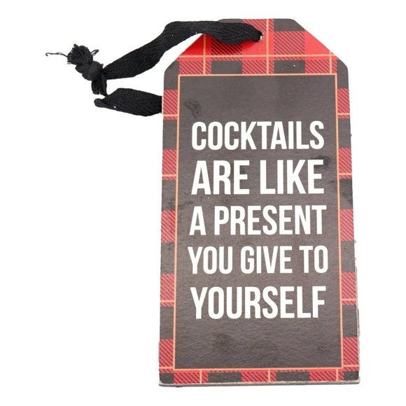 Wooden Hanging Decor - Cocktails Are Like A Present You Give Yourself Holiday - Picture 2 of 3